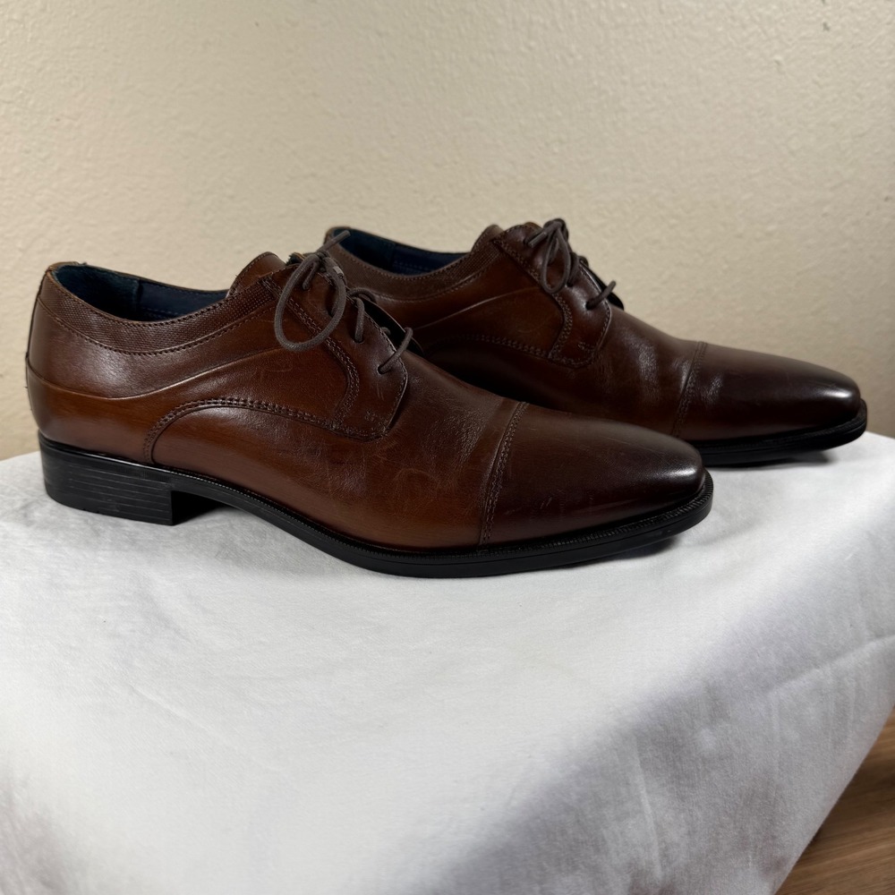 Johnston & Murphy Mens Gibbons Cap Toe Leather Oxford Brown Shoes 9.5 M 15-8665